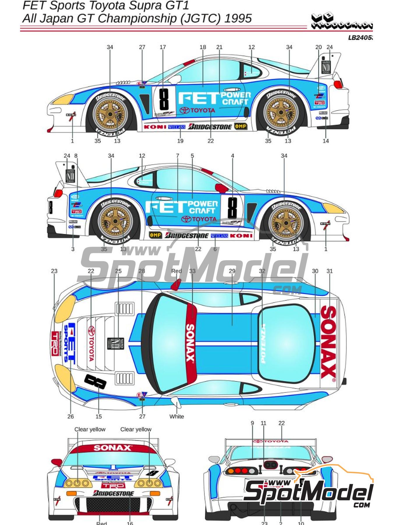 Toyota Supra GT FET Racing Team sponsored by FET Power Craft - Japanese  Grand Touring Car Championship (JGTC) 1995. Marking / livery in 1/24 scale  man